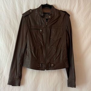 Claudio Iacovelli Genuine Brown Italian Leather Moto Jacket